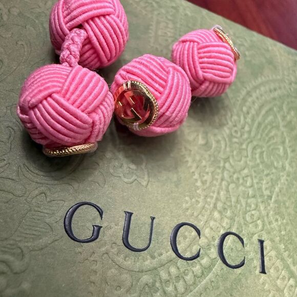Brand new with box Gucci Pink interlocking G rope  cufflinks - Picture 1 of 5